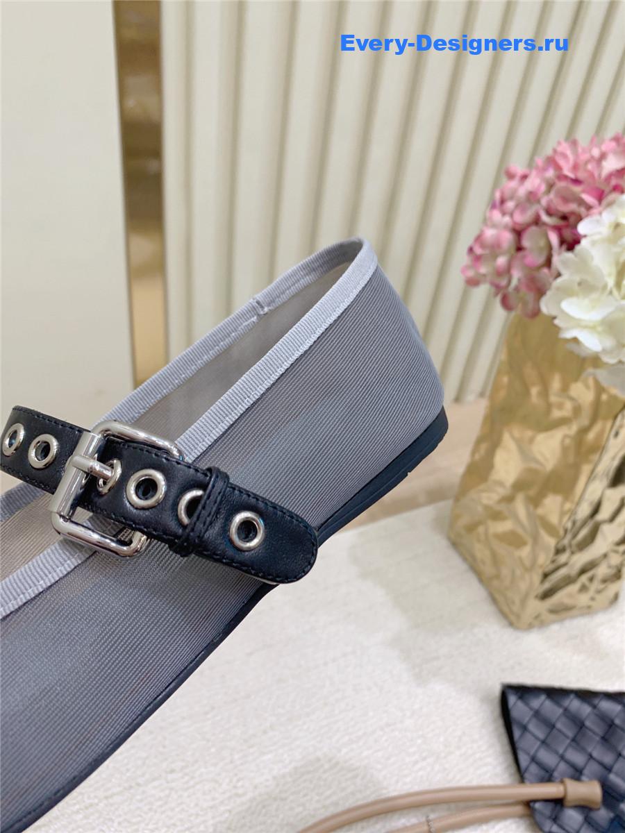 Miu Miu Gray Mesh Ballerinas