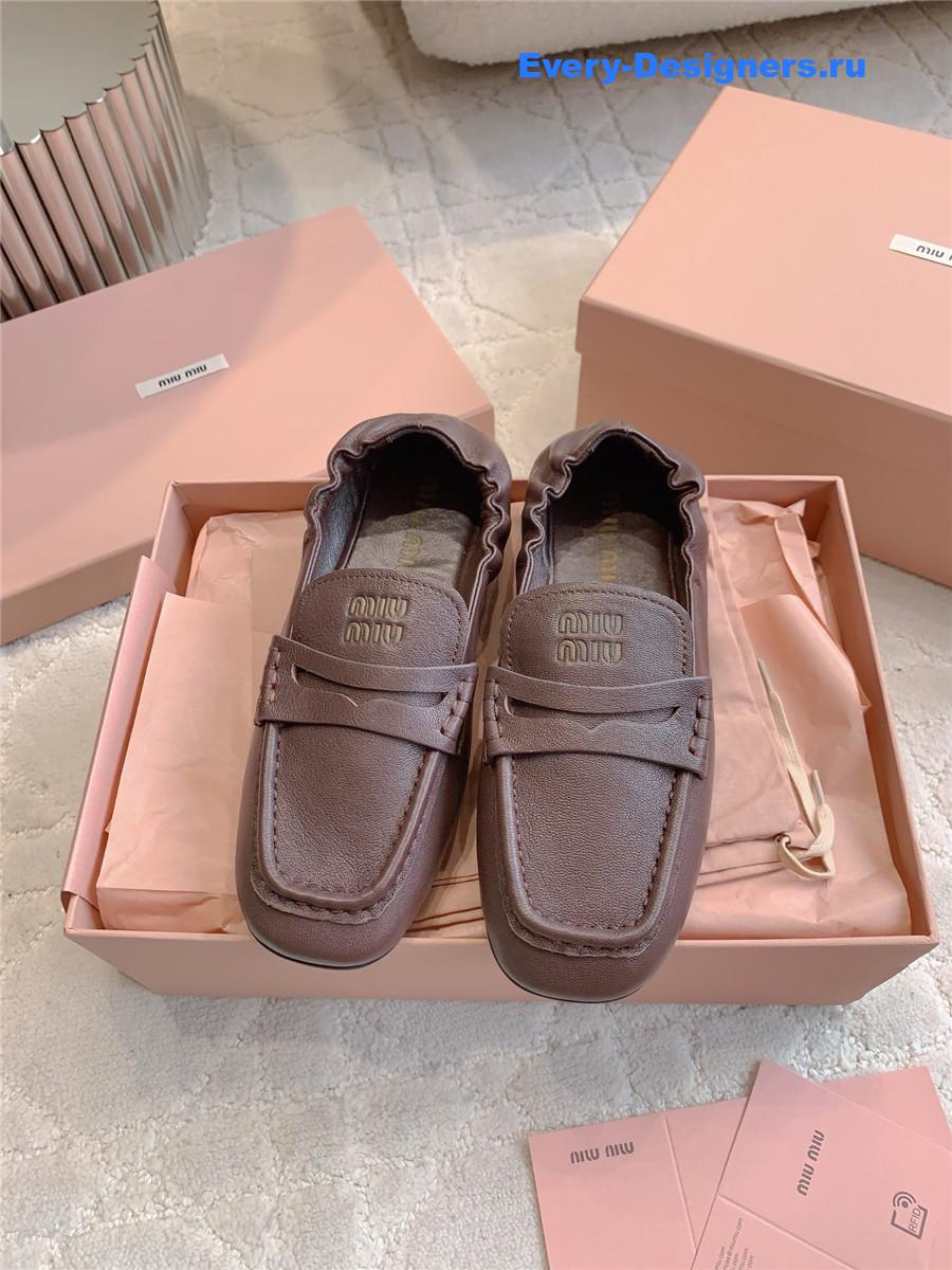 Miu Miu Brown Metallic Loafers