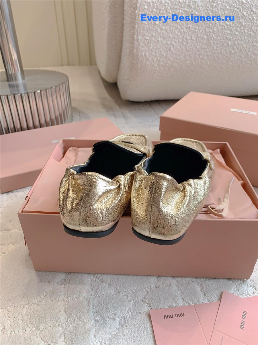 Miu Miu Gold Metallic Loafers