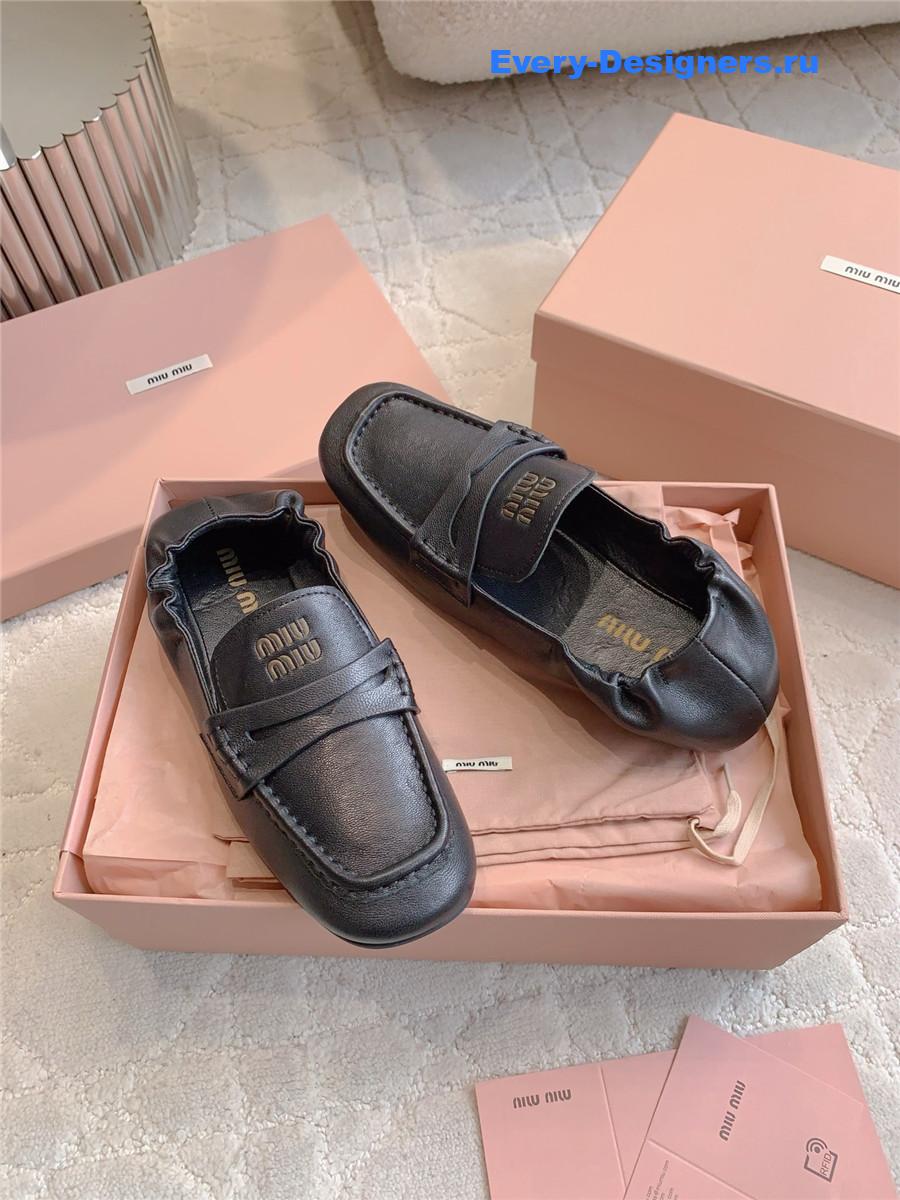 Miu Miu Black Metallic Loafers