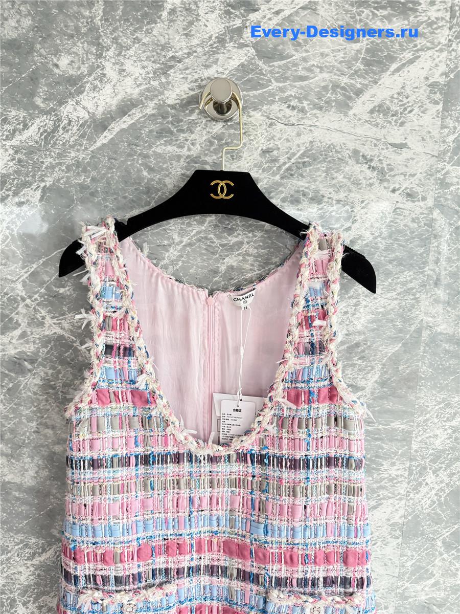 Ch**el pink cotton & silk tweed dress