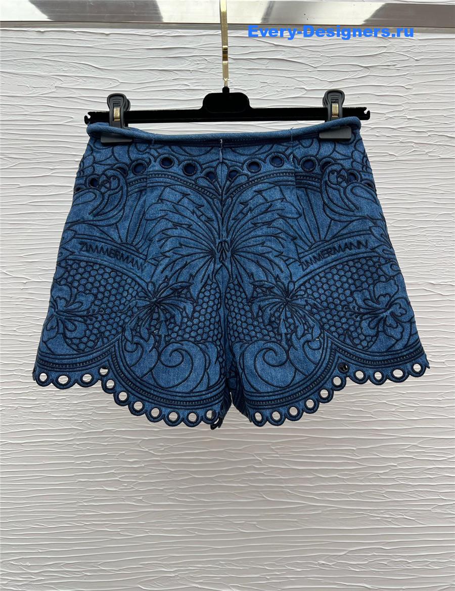 Zimm Coco Embroidered Denim Shorts