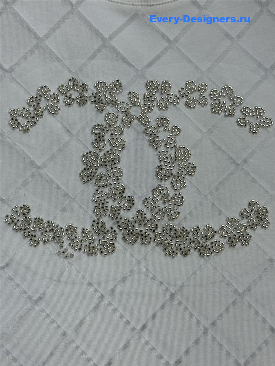 Ch**el white cc beaded t-shirt