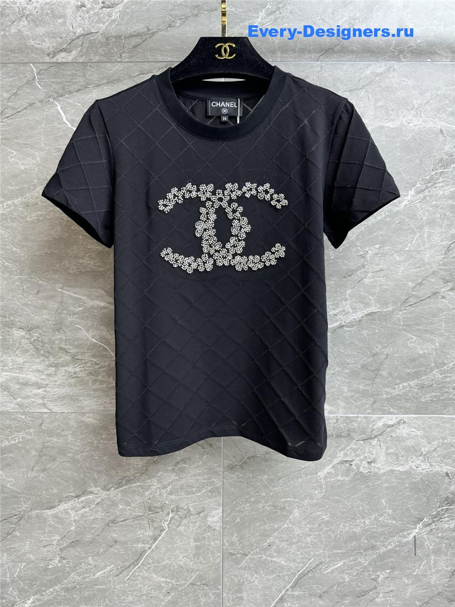 Ch**el black cc beaded t-shirt