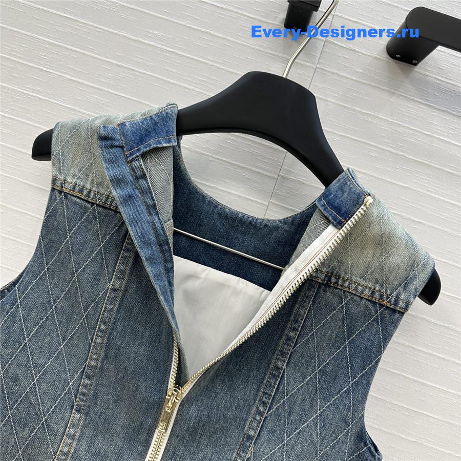 Balmain Buttoned Denim Crop Top