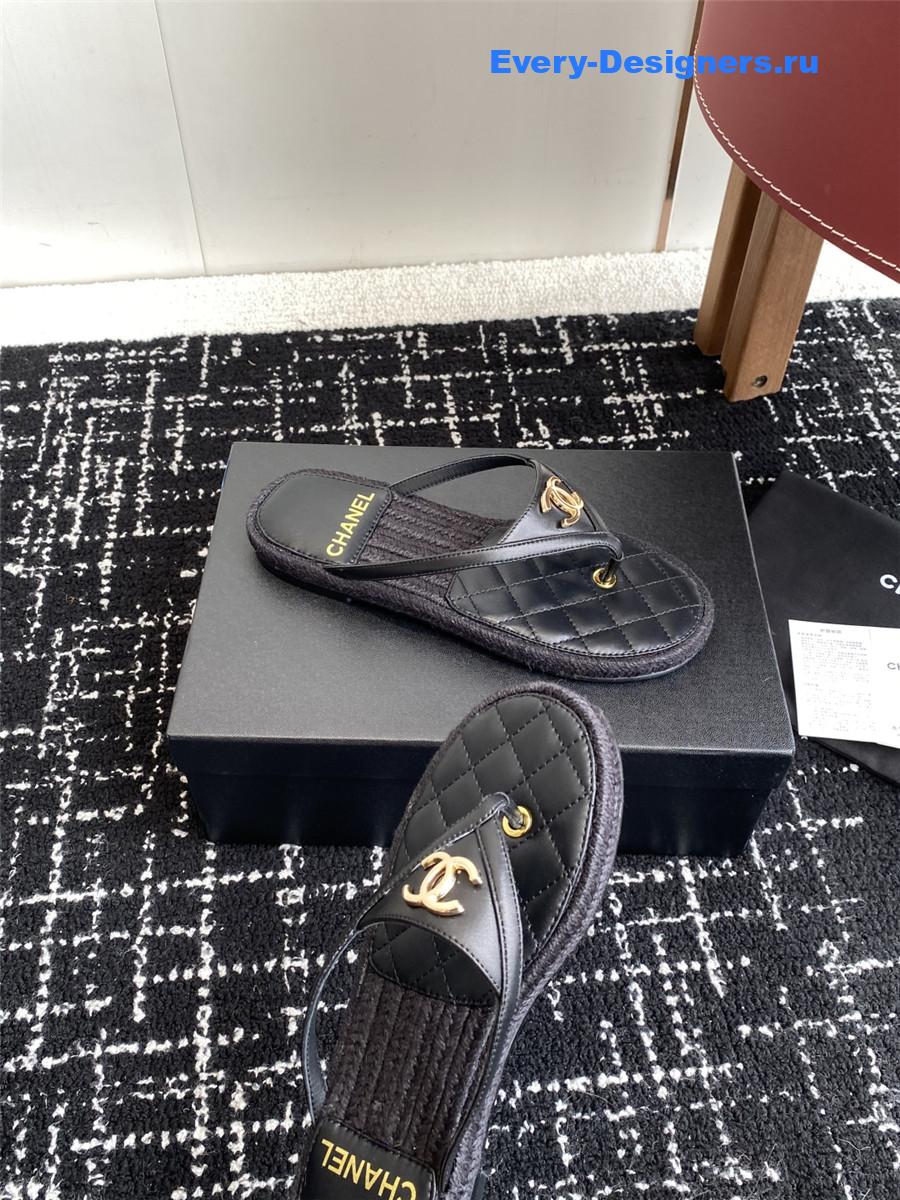 Ch**el black suede thongs