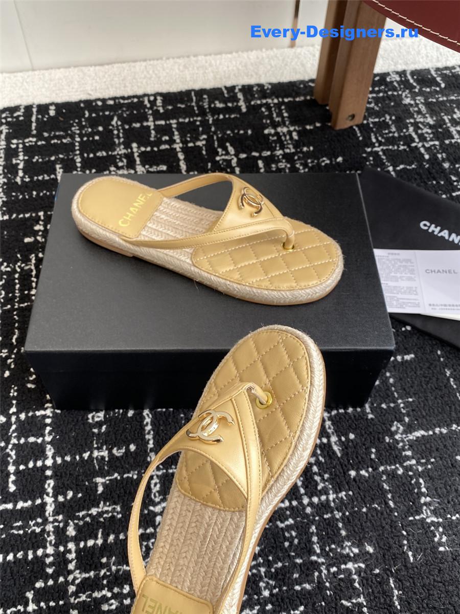 Ch**el beige suede thongs