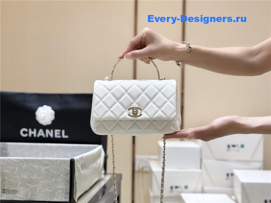 Ch**el white shiny clutch