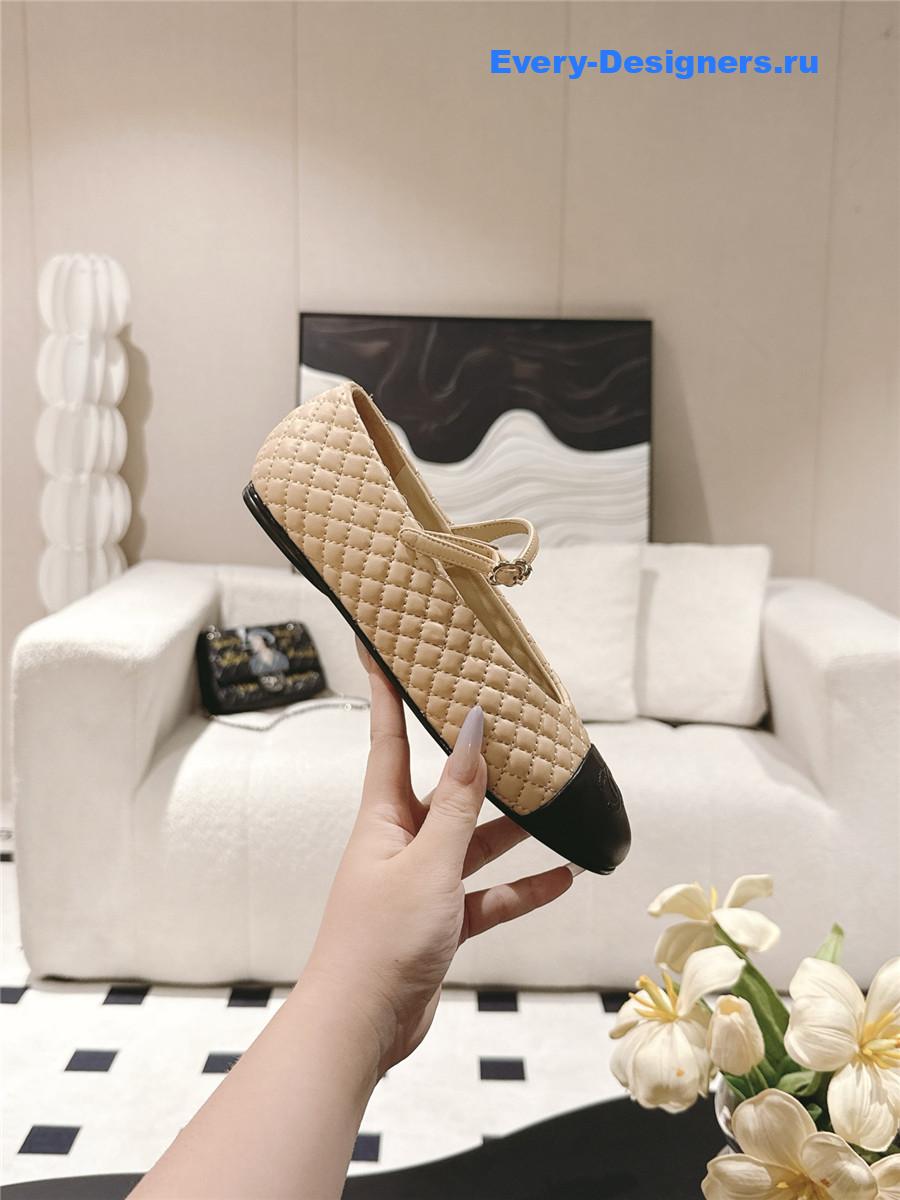 Ch**el beige cotton lambskin mary janes