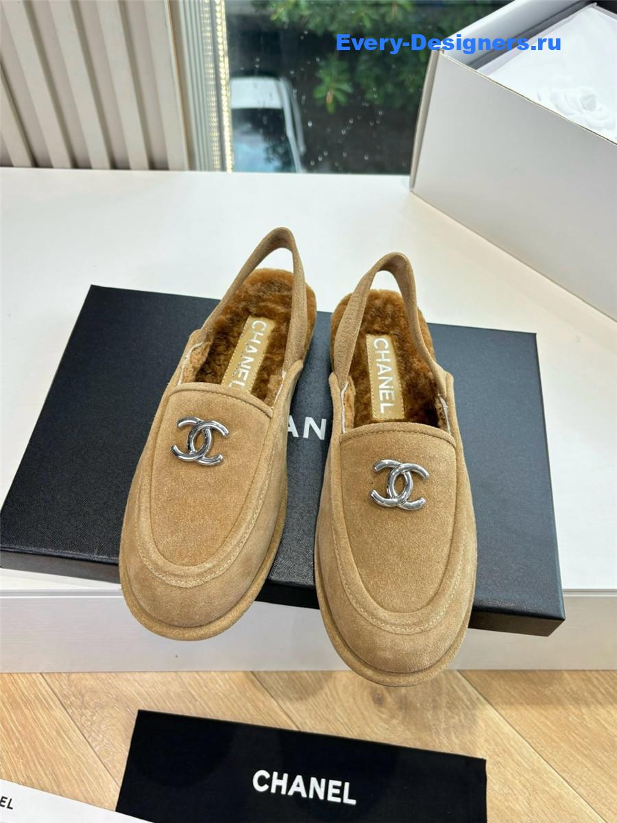 Ch**el mary jane wool cap toe sandals in beige
