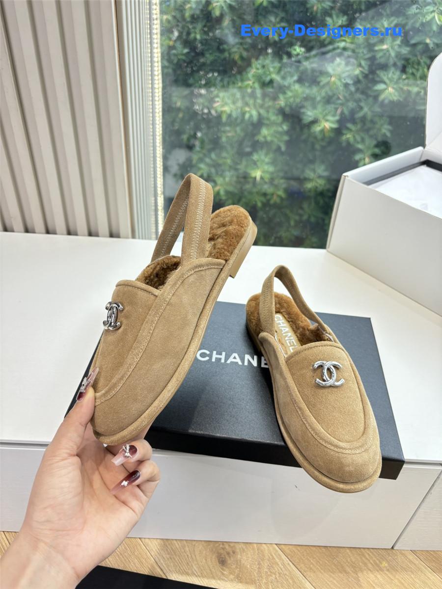 Ch**el mary jane wool cap toe sandals in beige