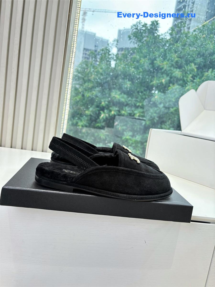 Ch**el mary jane wool cap toe sandals in black