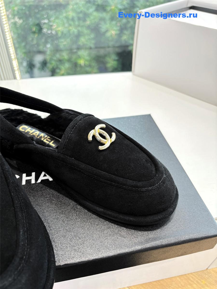 Ch**el mary jane wool cap toe sandals in black