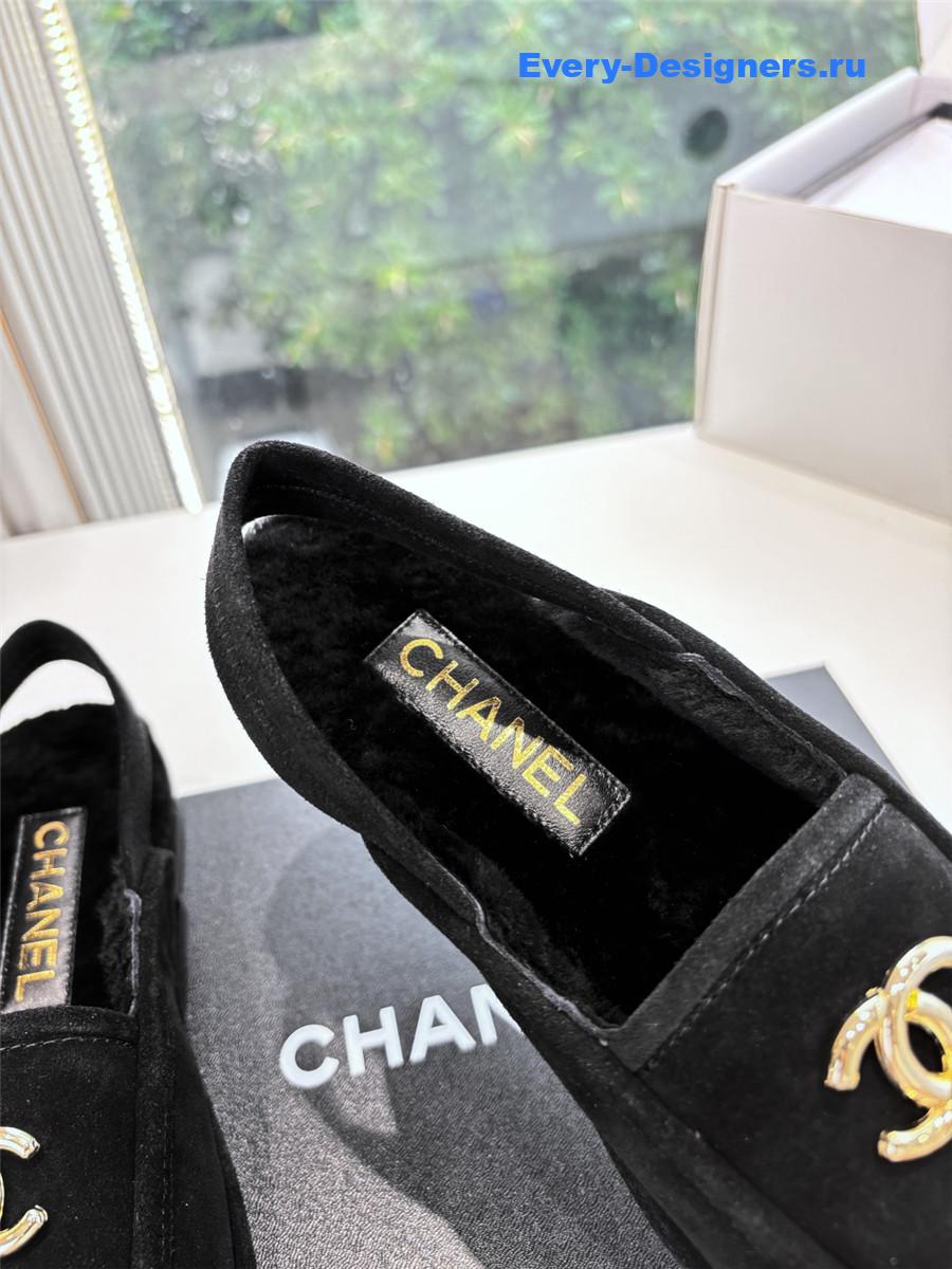 Ch**el mary jane wool cap toe sandals in black