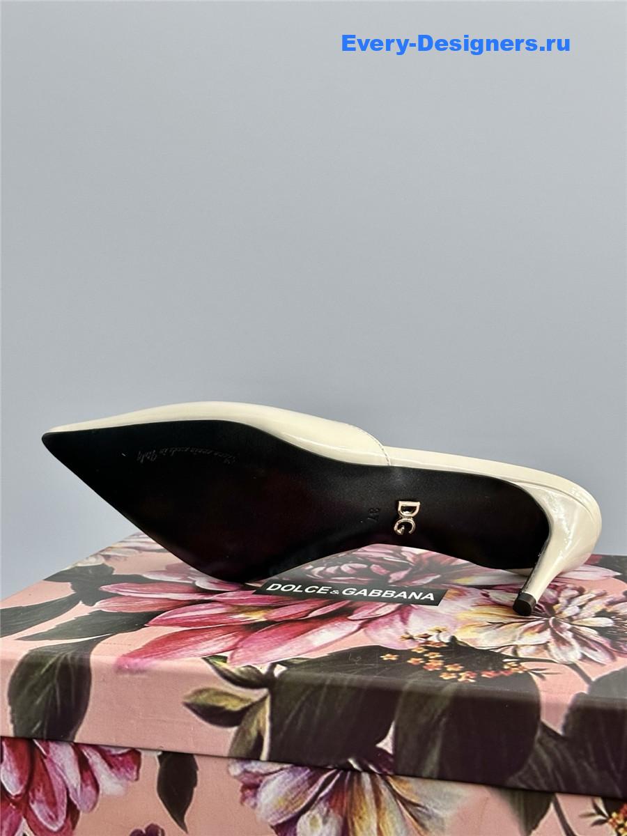Dolce & Gabbana White Patent Mules