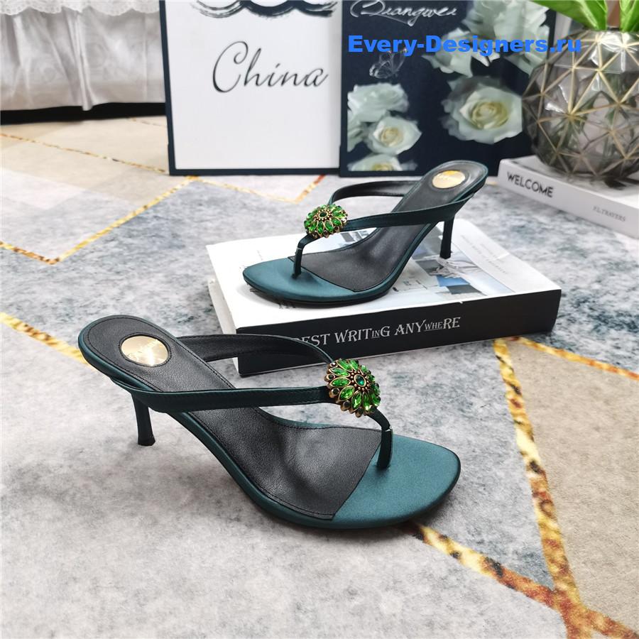Sa1nt Lau*nt green rhinestone slippers