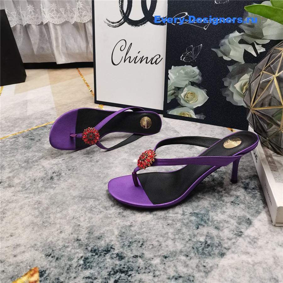 Sa1nt Lau*nt purple rhinestone slippers