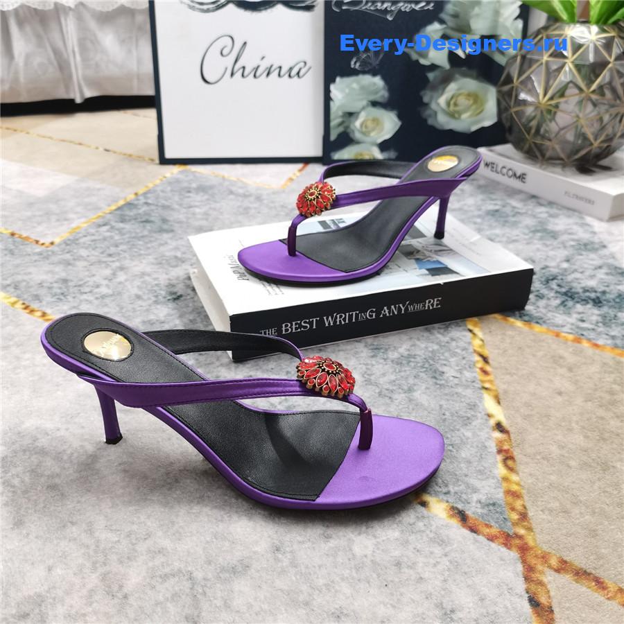 Sa1nt Lau*nt purple rhinestone slippers