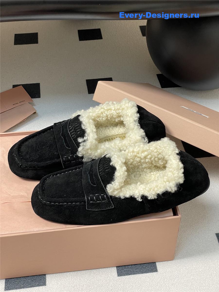 Miu Miu Black Shearling Loafers