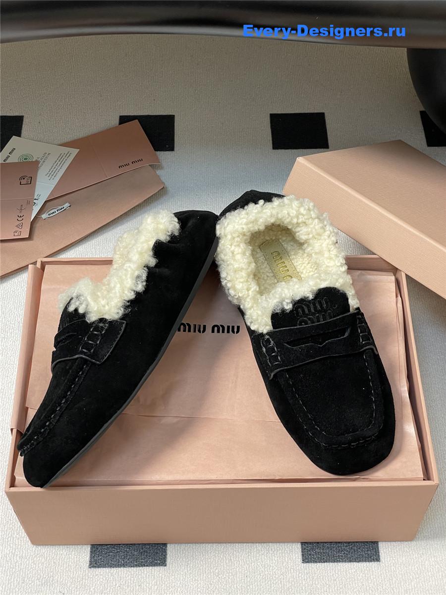 Miu Miu Black Shearling Loafers