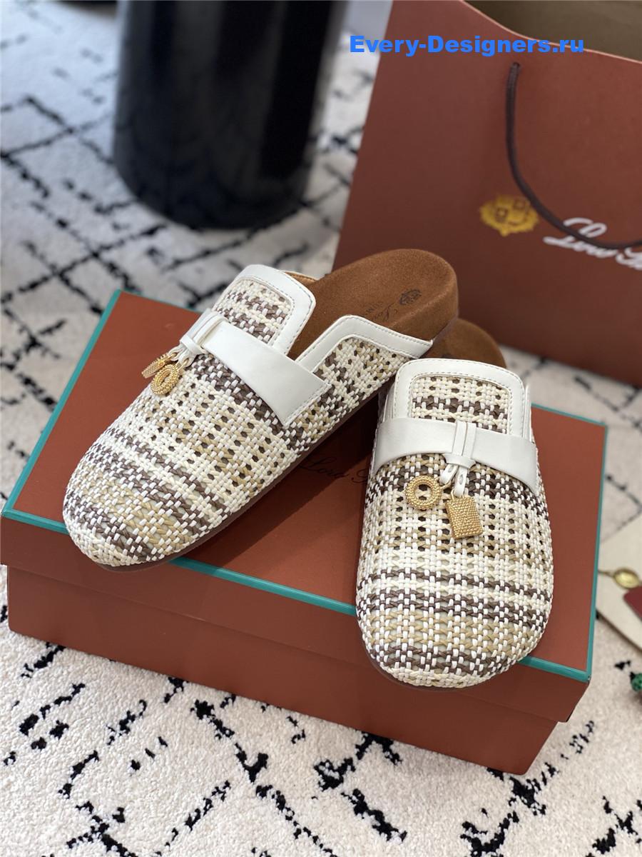 L0r0 P1ana white raffia mules