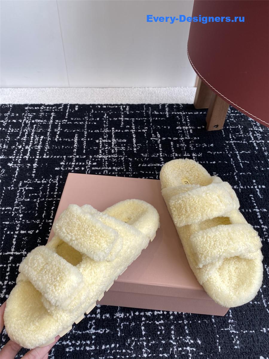 Miu Miu Yellow Shearling Sandals