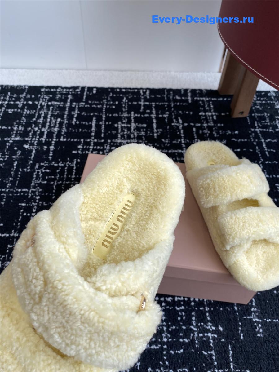 Miu Miu Yellow Shearling Sandals