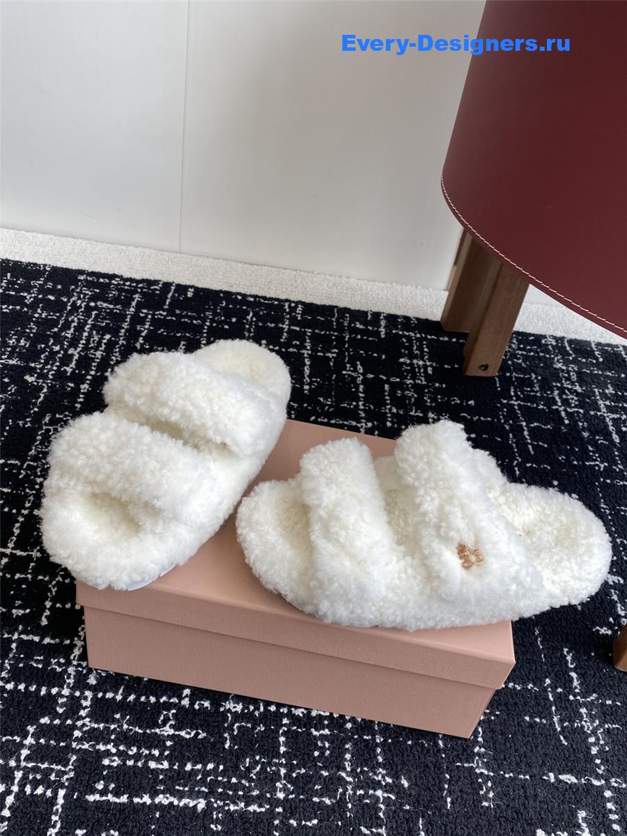 Miu Miu White Shearling Sandals