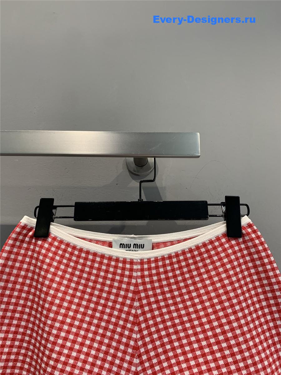 Miu Miu White/Red Viscose Shorts