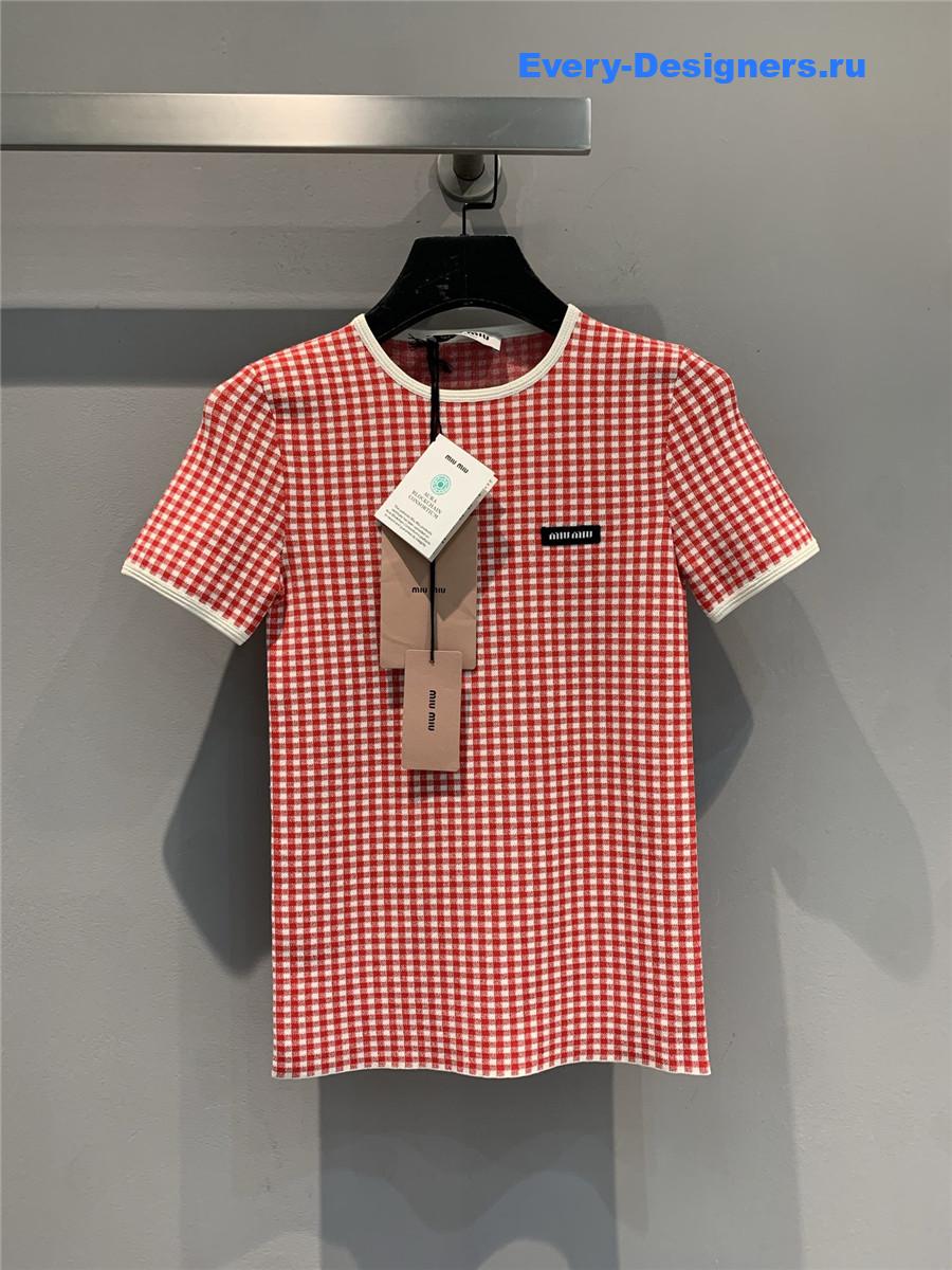 Miu Miu White/Red Viscose Top