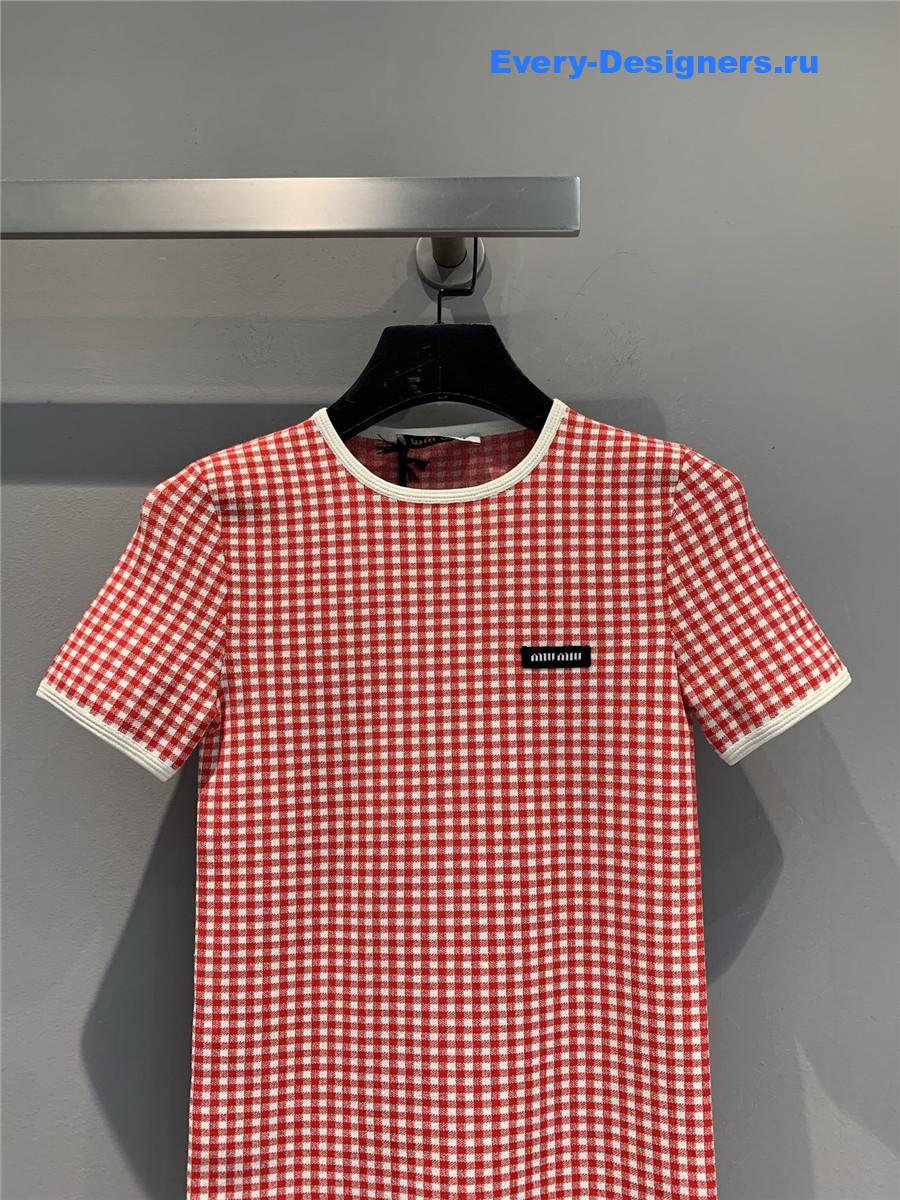 Miu Miu White/Red Viscose Top