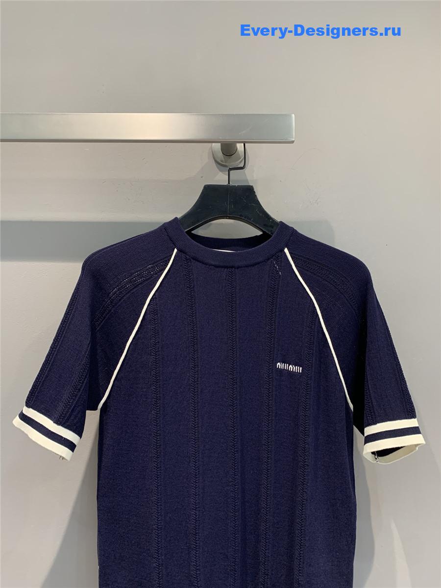 Miu Miu Navy Knit Top