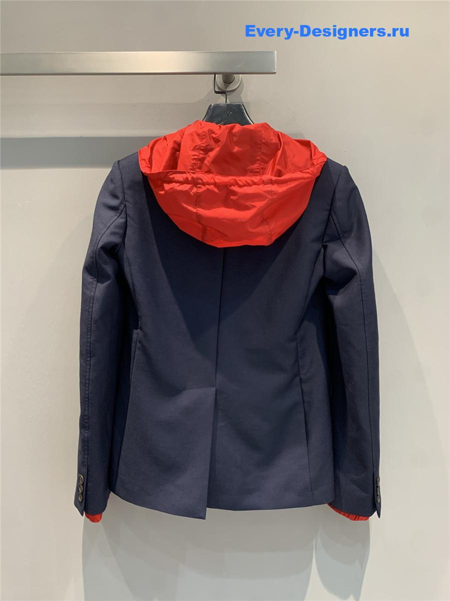 Miu Miu Dark Blue Hooded Blazer