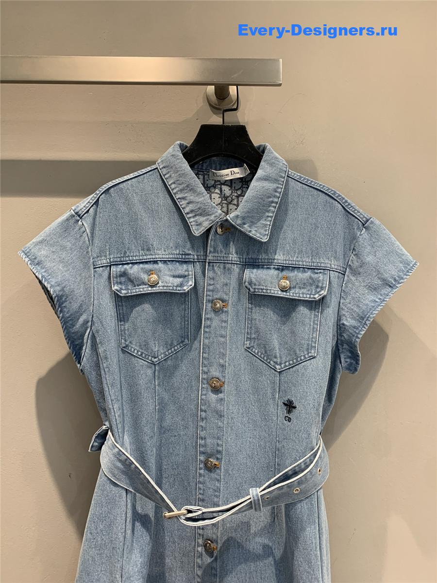 D10r bee embroidered denim dress