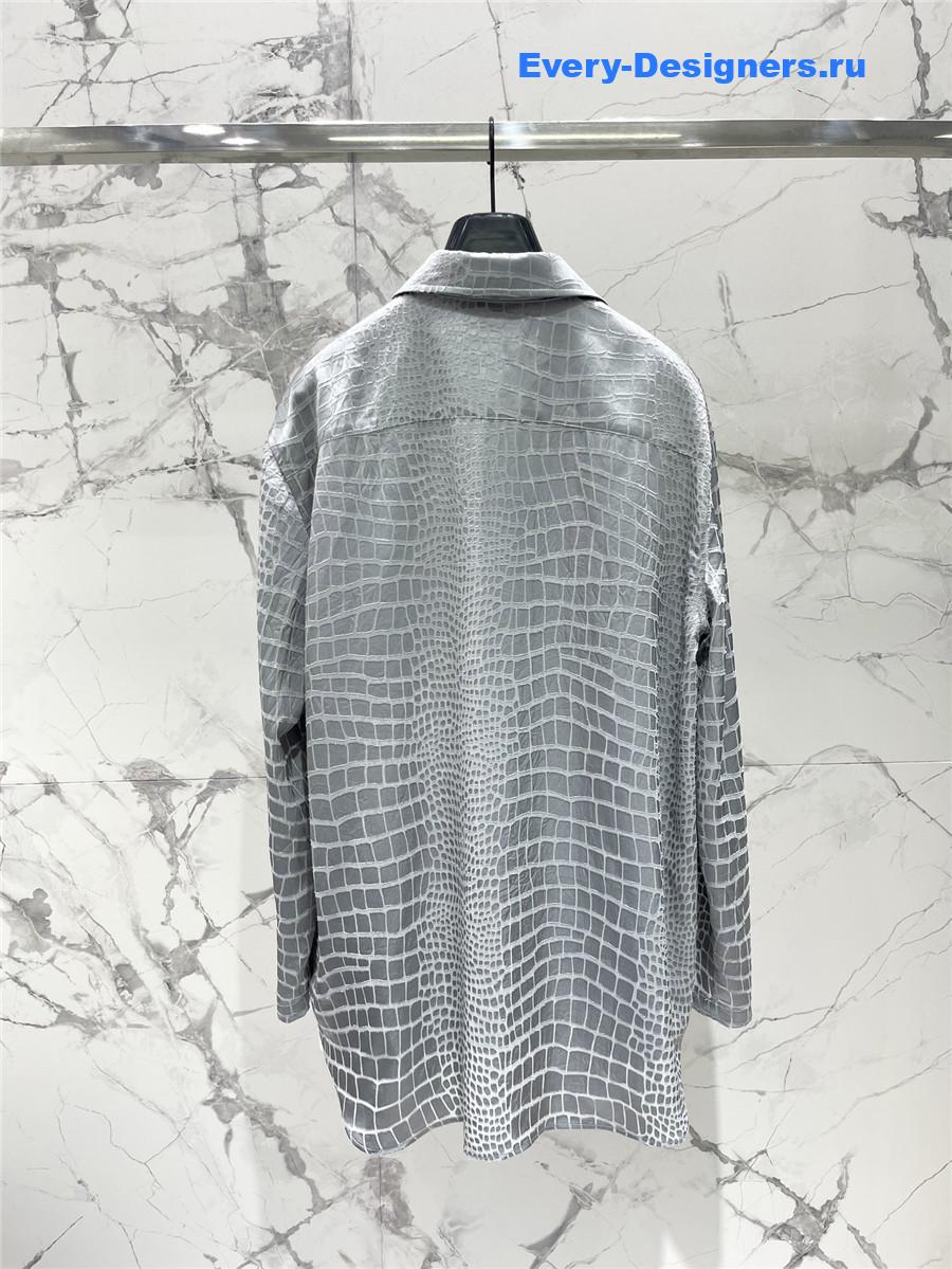 Ba1en*iaga gray crocodile shirt