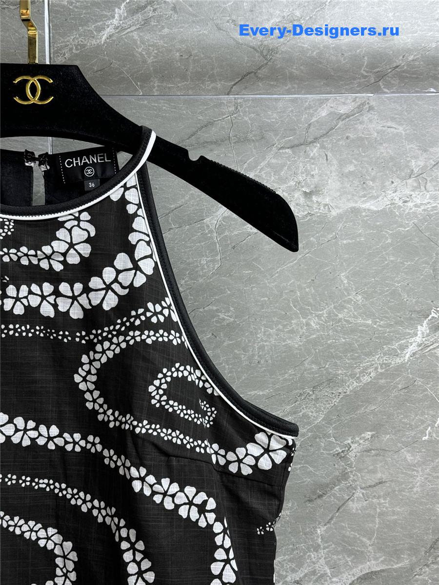 Ch**el black & white printed voile dress
