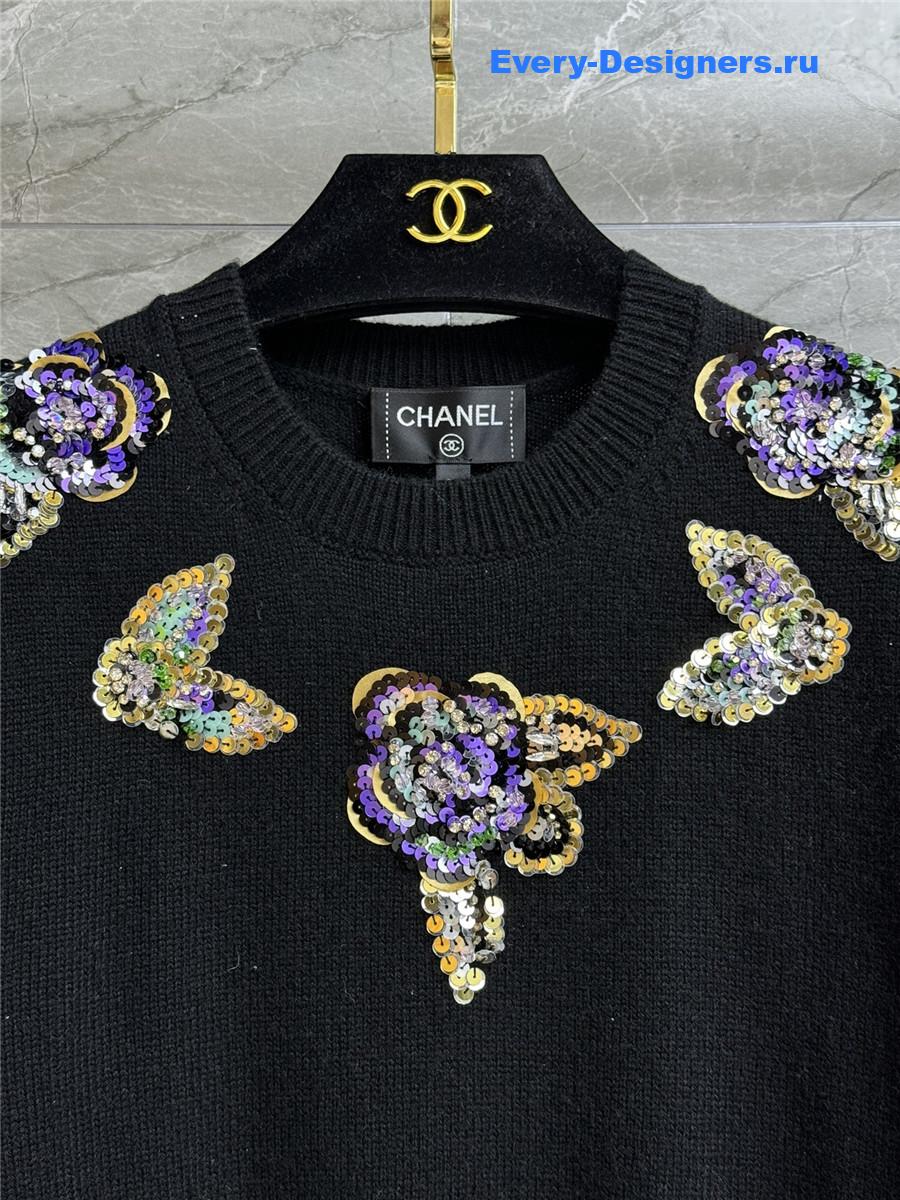 Ch**el sequins embroidered cashmere sweater