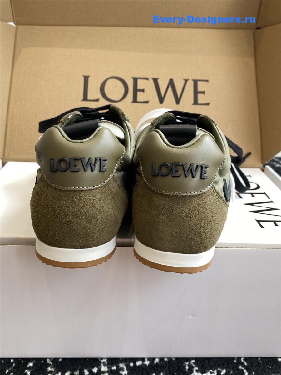 L0ew* ballet runner 2.0 green leather sneakers