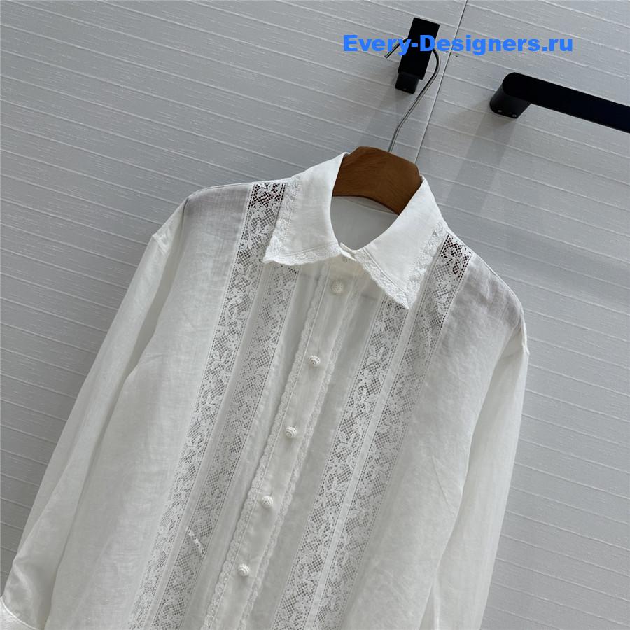 Zimm Lace-Trimmed Linen Shirt