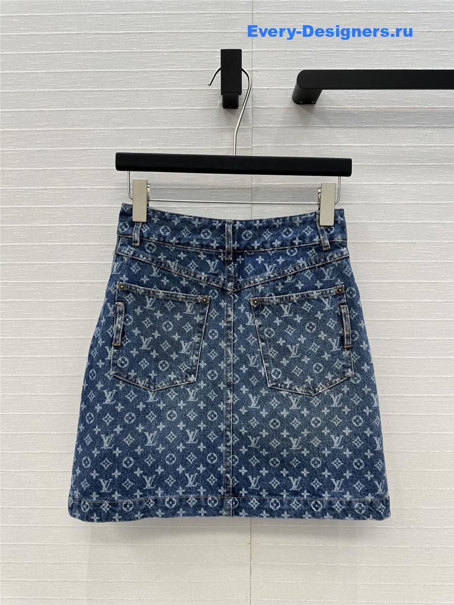 l0vis Vvtt0n blue monogram denim skirt