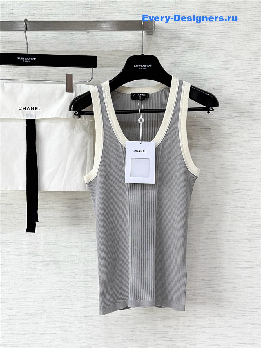 Ch**el grey knit rhinestone vest