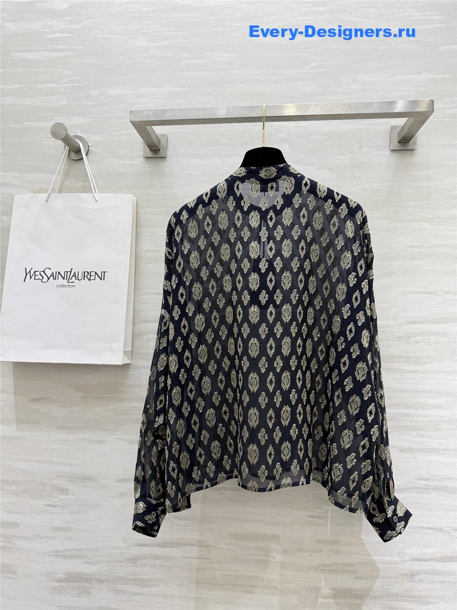 Sa1nt Lau*nt silk flower blouse