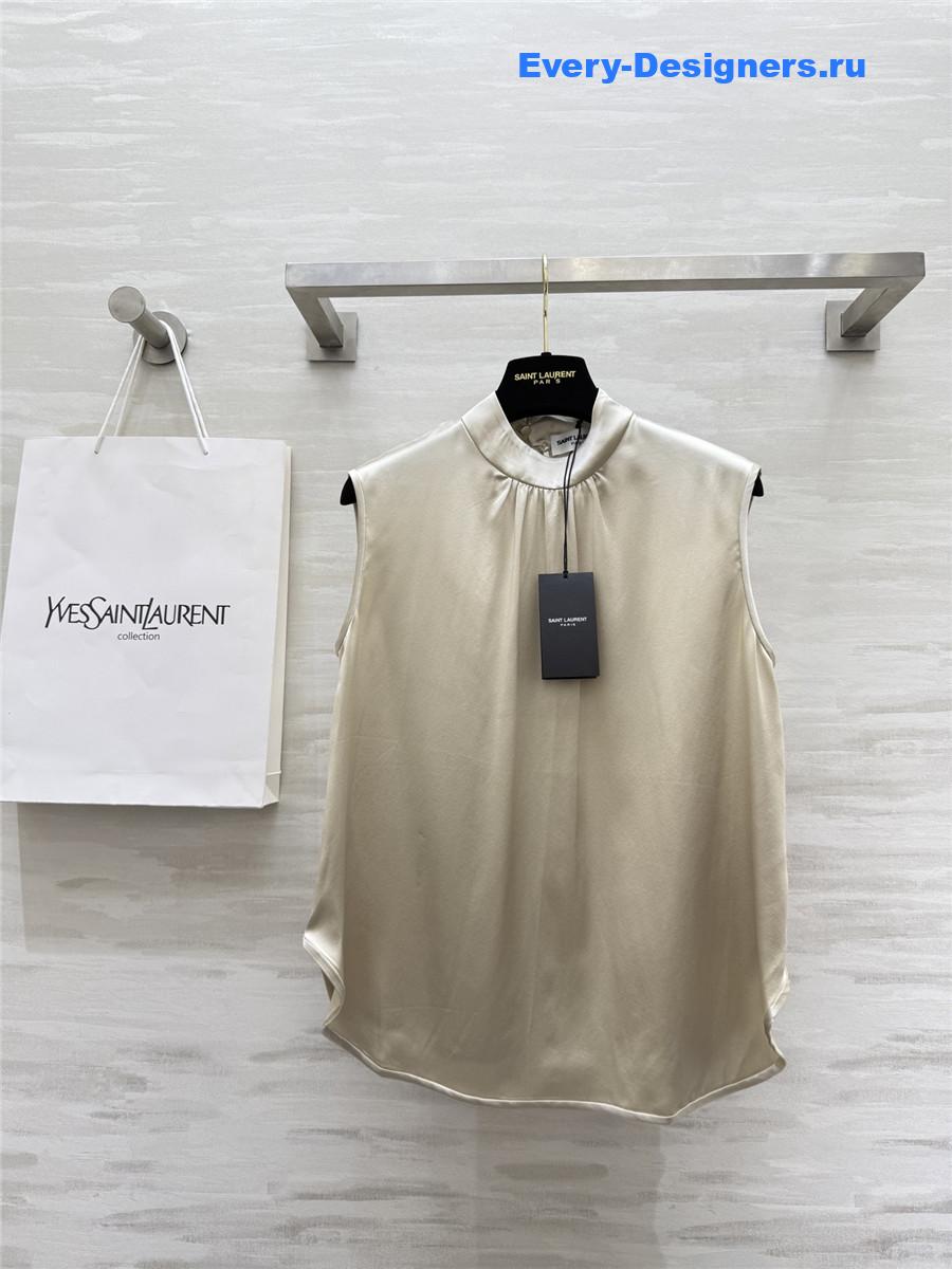 Sa1nt Lau*nt beige silk blouse