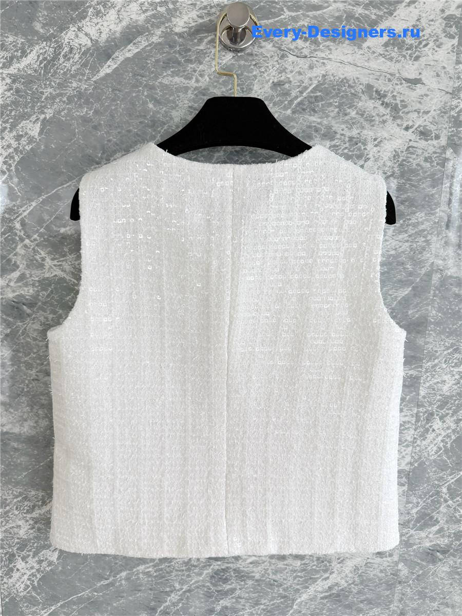 Ch**el white sequin tweed vest