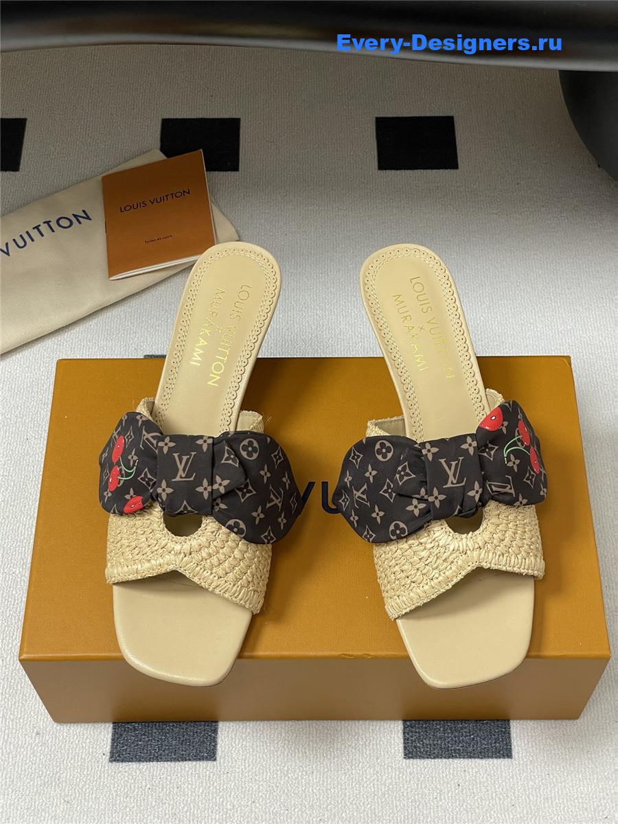 LV x Murakami Cherry Raffia Mules
