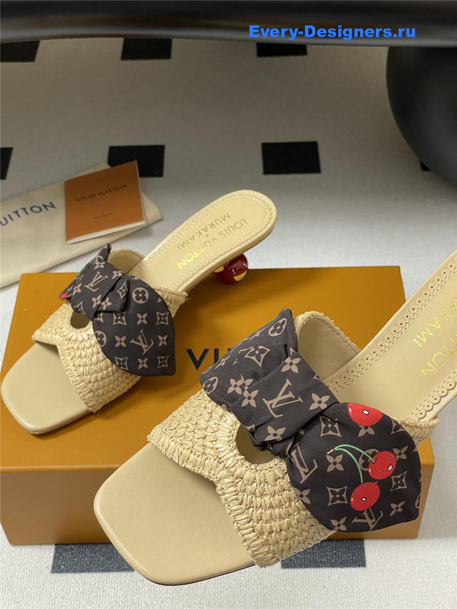 LV x Murakami Cherry Raffia Mules