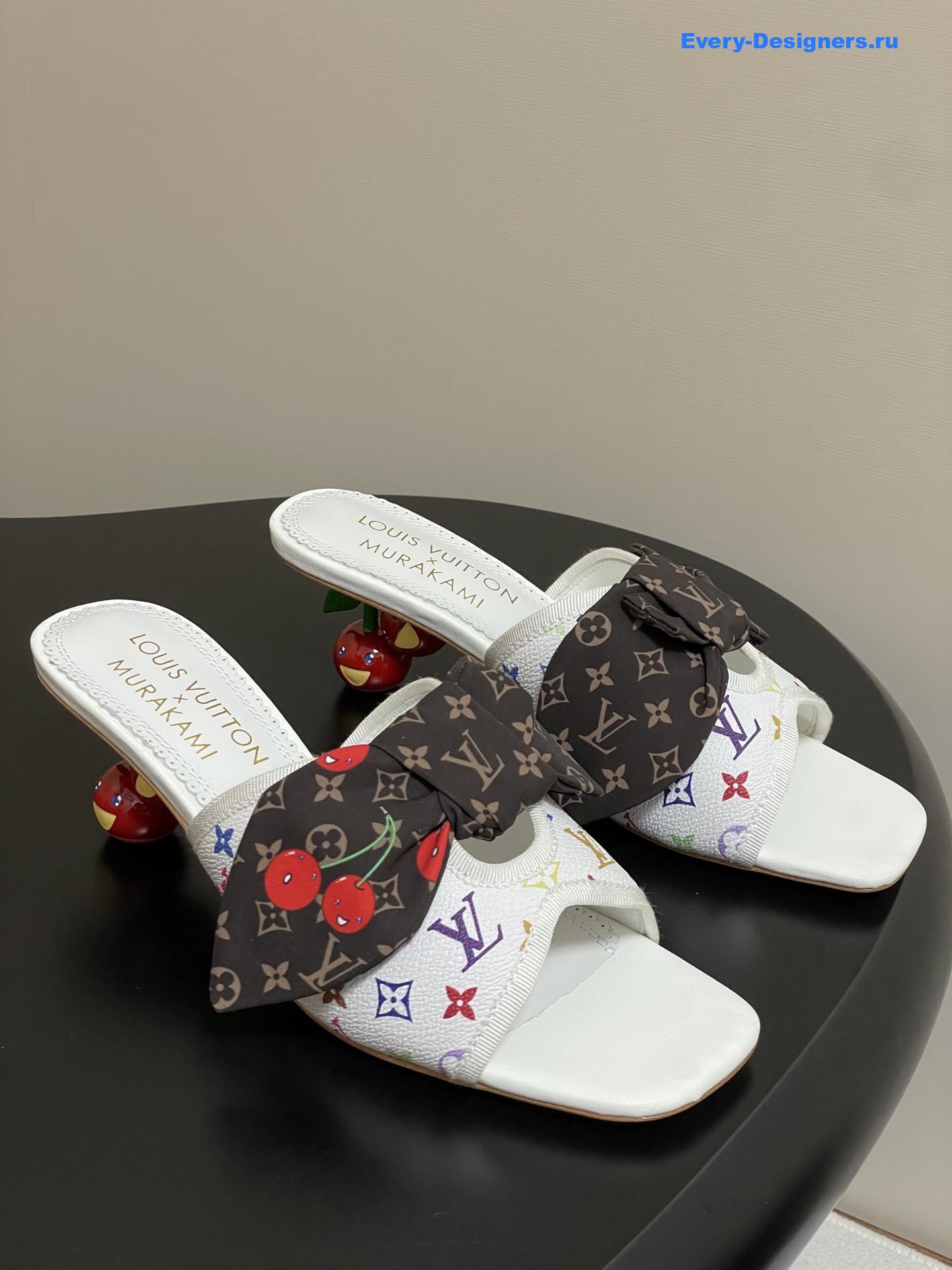 LV x Murakami White Cherie Mules