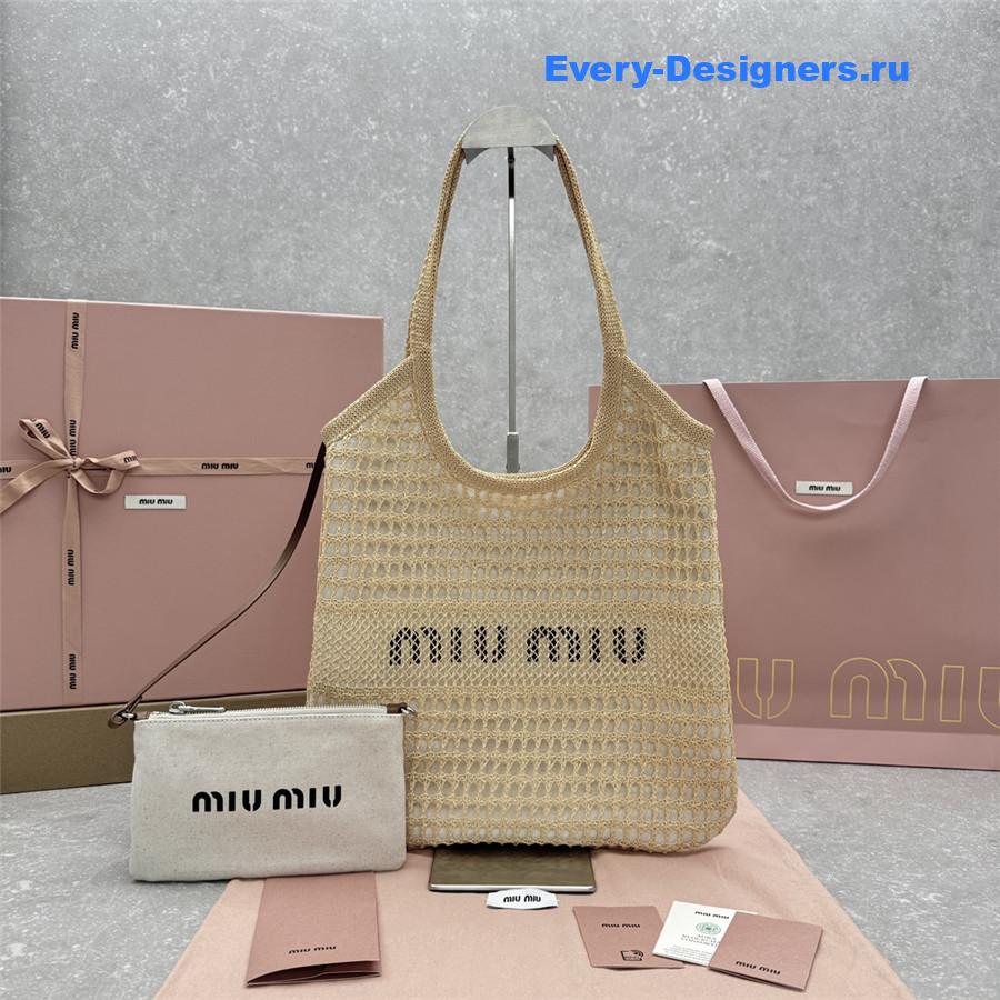 Miu Miu Ivy Raffia Shoulder Bag