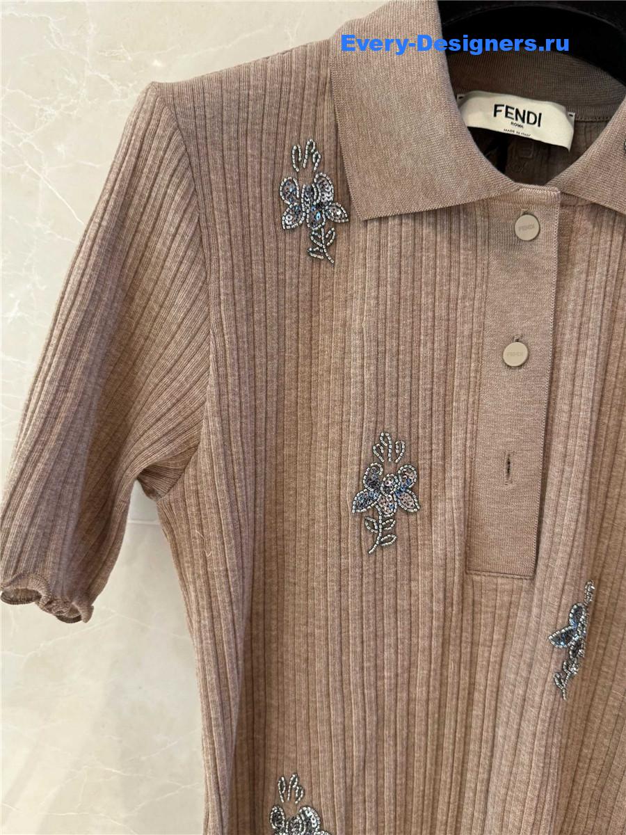 F**di brown cotton polo