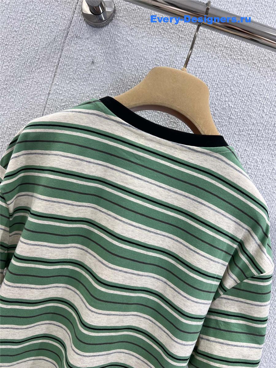 Miu Miu Green/White/Light Blue Jersey T-Shirt